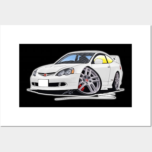 Honda Integra DC5 White Caricature Car Art Wall Art by y30man5